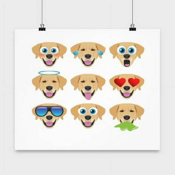 Golden Retriever Poster, Funny Dog Emotions, Cute Dog Wall Art Gift, White 13x13in Poster