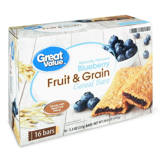 Great Value Fruit & Grain Bars, Blueberry, 1.3 oz, 16 Count Walmart