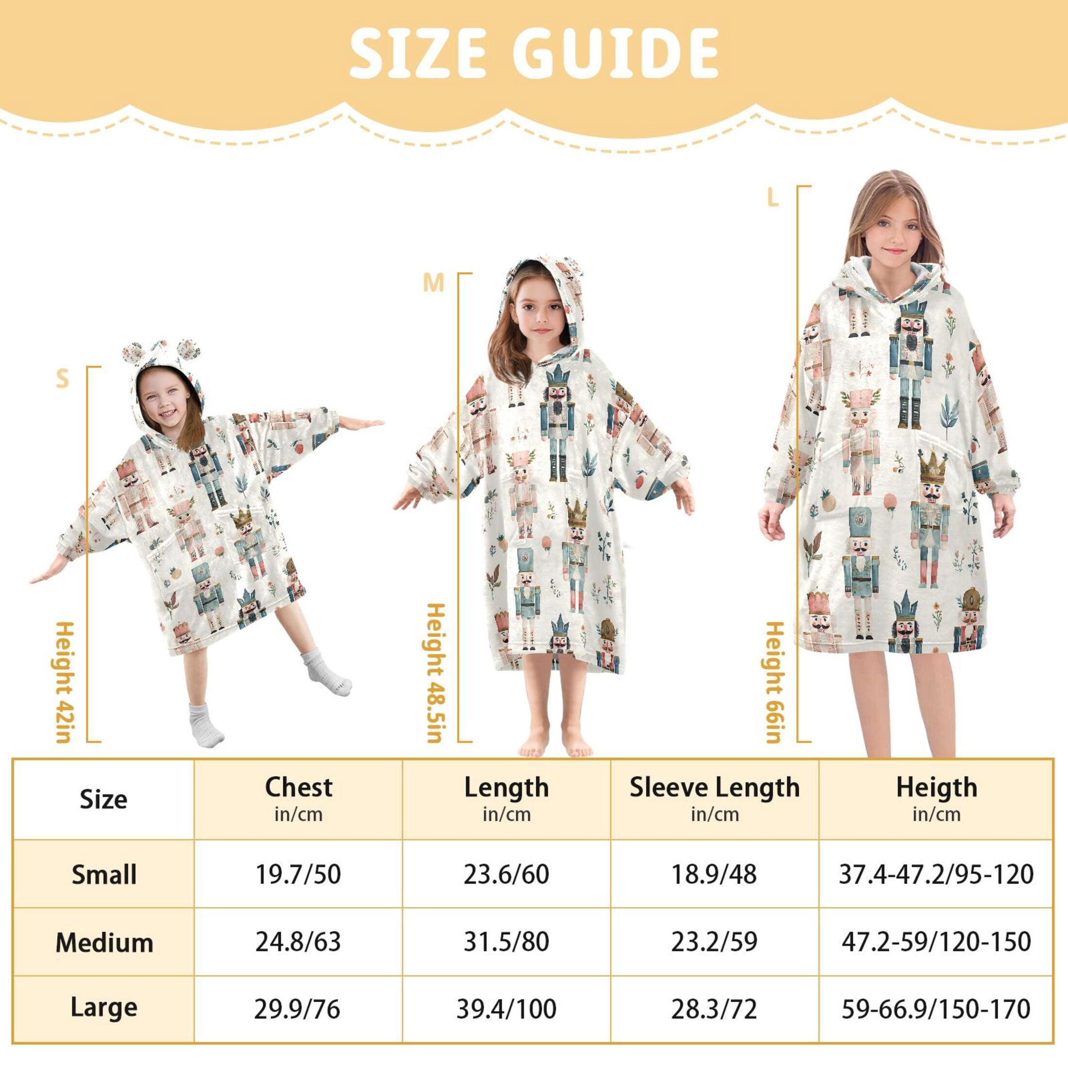 joogoo Blanket Hoodie for Nutcracker Soldiers Christmas Oversize Sweatshirt 3-14 YR L