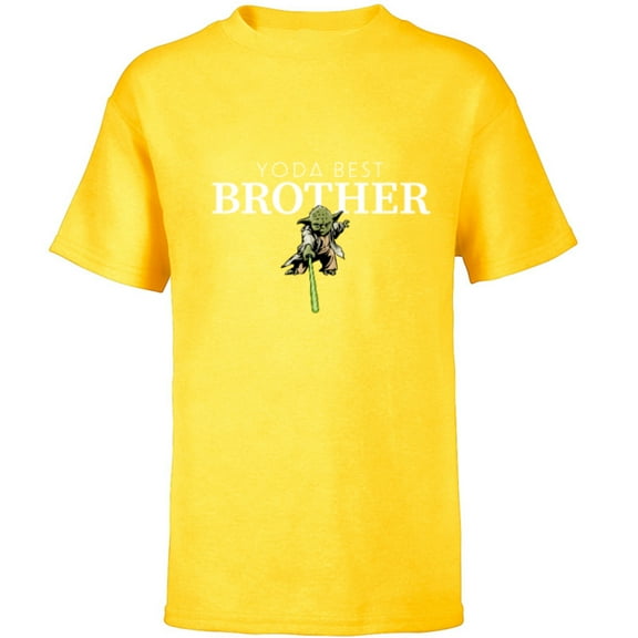 Star Wars Yoda Best Brother Lightsaber Gift for Family- Short Sleeve T-Shirt for Kids - Customized-Yellow
