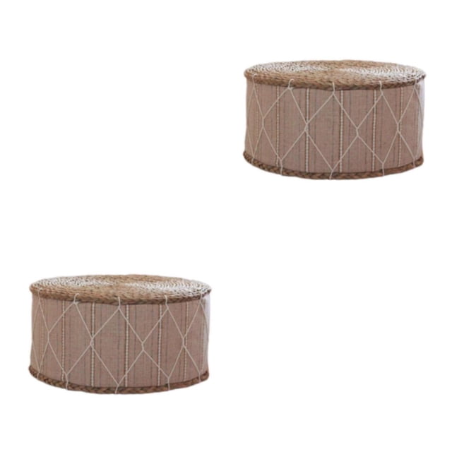 Bearachild Futón de paja hecho a mano Almohada de piso Cojín de meditación Taburete Puf Type3