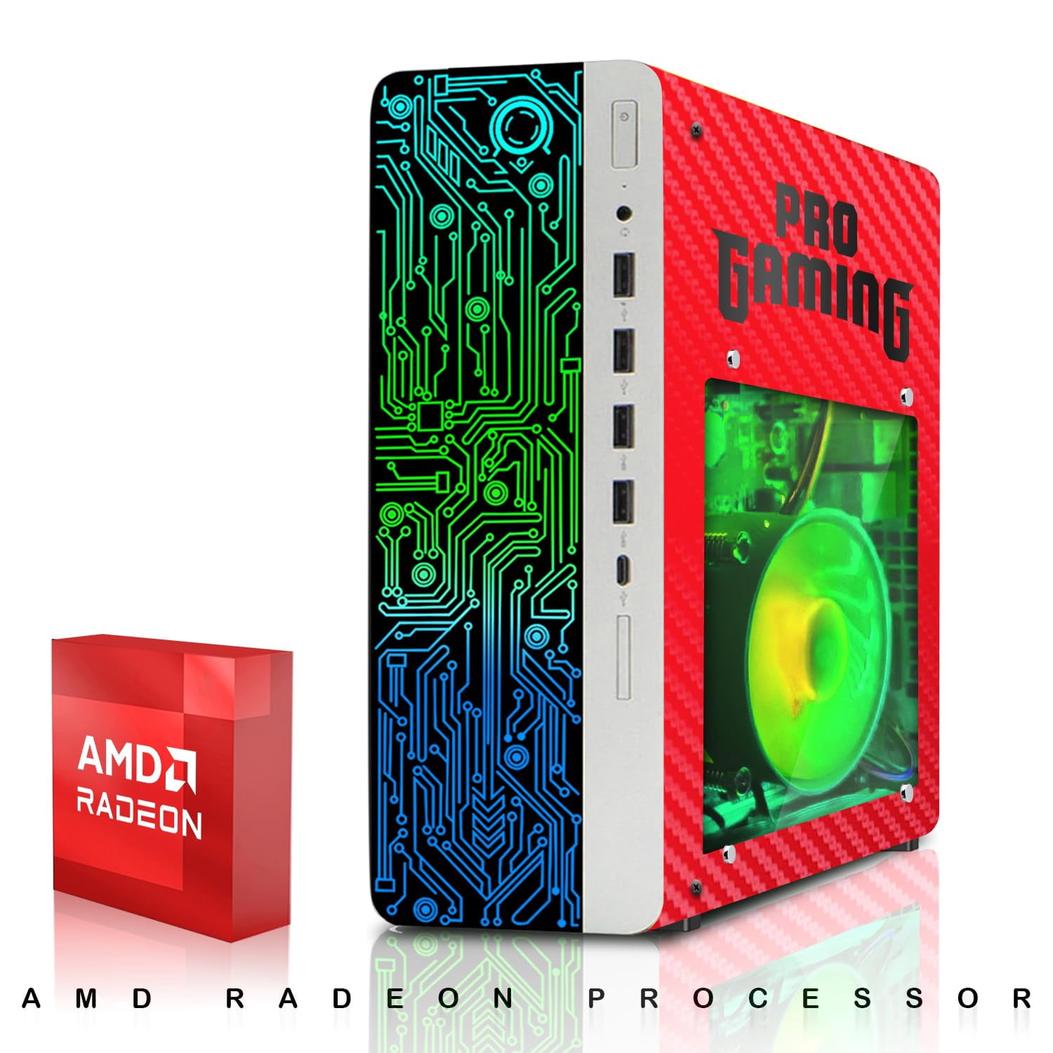 Restored HP G4 Gaming Desktop Computer PC Carbon Red AMD A10-9700,16GB RAM,256GB SSD OS+2x500GB HDD,GT 730 Graphics,RGB KBM with AI Copilot,WiFi,RGB Headphone,Windows 11