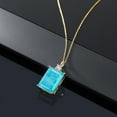 thumbnail image 4 of Gem Stone King 18K Yellow Gold Plated Silver Green Turquoise and White Created Sapphire Pendant Necklace for Women (11.25 Cttw, Emerald Cut 18X13MM, With 18 inch Silver Chain), 4 of 4