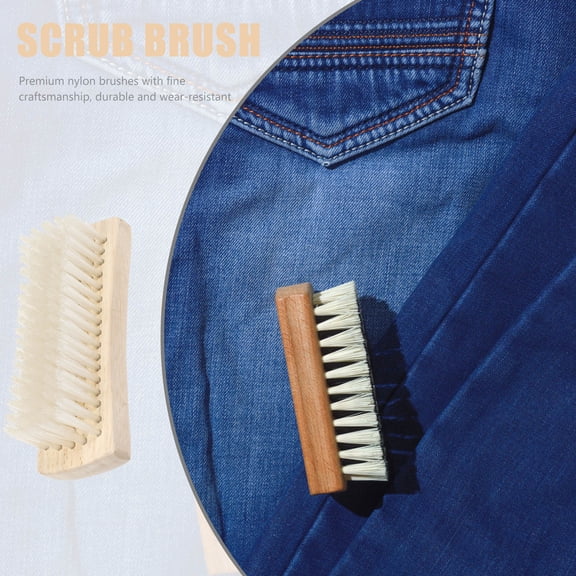 RENACLIPY Nylon Scrub Brush for Clothes and Shoes with Wooden Handle for Gentle Stain Removal