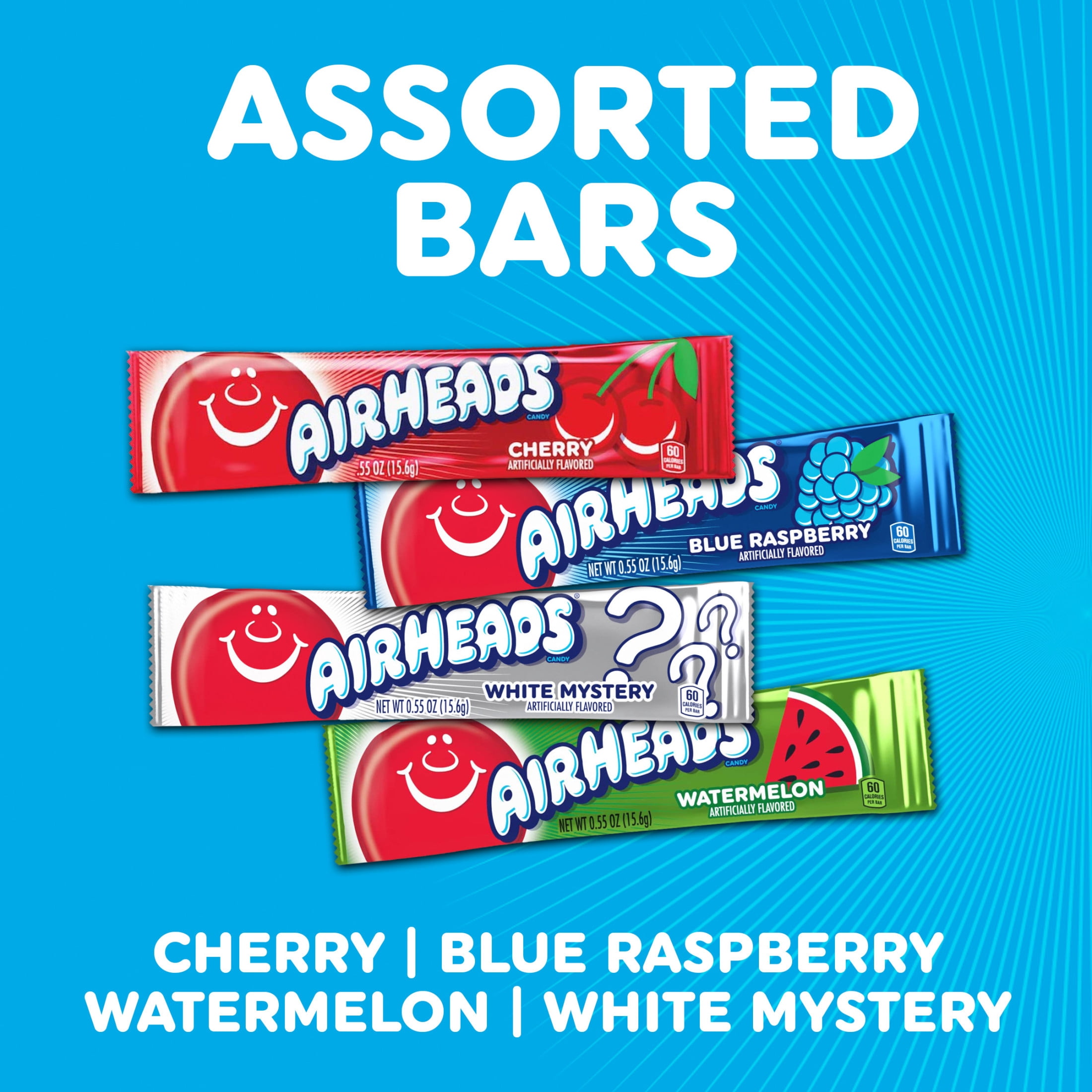 Airheads Candy Variety Bag, Individually Wrapped Assorted Fruit Mini Bars, Nut Free, 10 oz