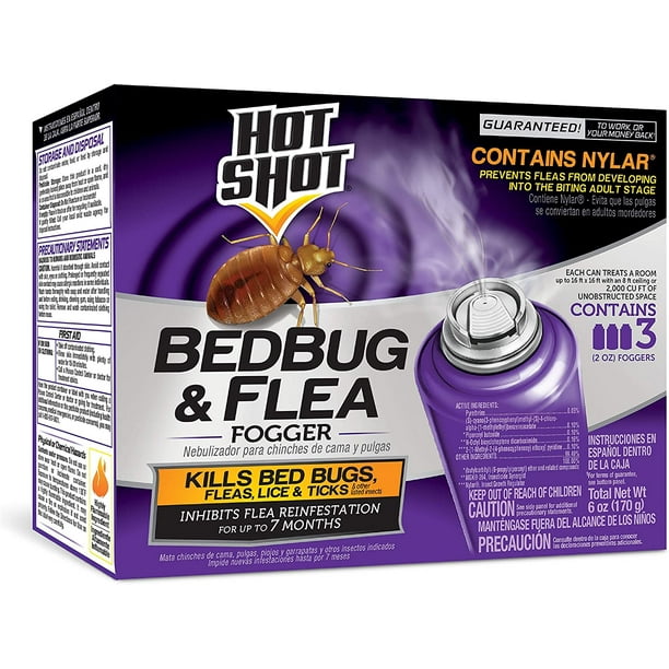Hot Shot Ac16 Bedbug Flea Fogger Pack Of 3 Purple Walmart Com
