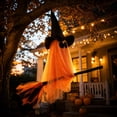 thumbnail image 5 of Halloween Hanging Ghost Decor, Flying Ghost Witch Ornament with Hat and Broom, Spooky Hanging Decorations for Door, Wall, Window, Tree, Porch, Yard, Party, Indoor Outdoor Halloween Home Decor, 5 of 6