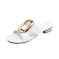 thumbnail image 2 of Beach Sandals, Cute Sandals for Women, Vacation Sandals for Women, Women's Snakeskin Mule Sandal Sparkle Dressy Flats Open Toe Slide Sandals Summer Chic Cut Out Slip On Shoes, White 6.5, 2 of 8