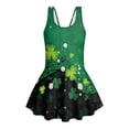 thumbnail image 4 of Uourmeti Girls' Sleeveless Skirted One Piece Swimsuit - Clover & Musical Note Print, Quick Dry Stretch Swim Dress for Beach & Pool, 3-13 Years, 4 of 8