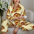 thumbnail image 6 of Pajama Sets for Women 2 Pcs, Cute Pizza Cartoon Button Down Long Sleeve Sleepwear Lounge PJ Sets, 6 of 6