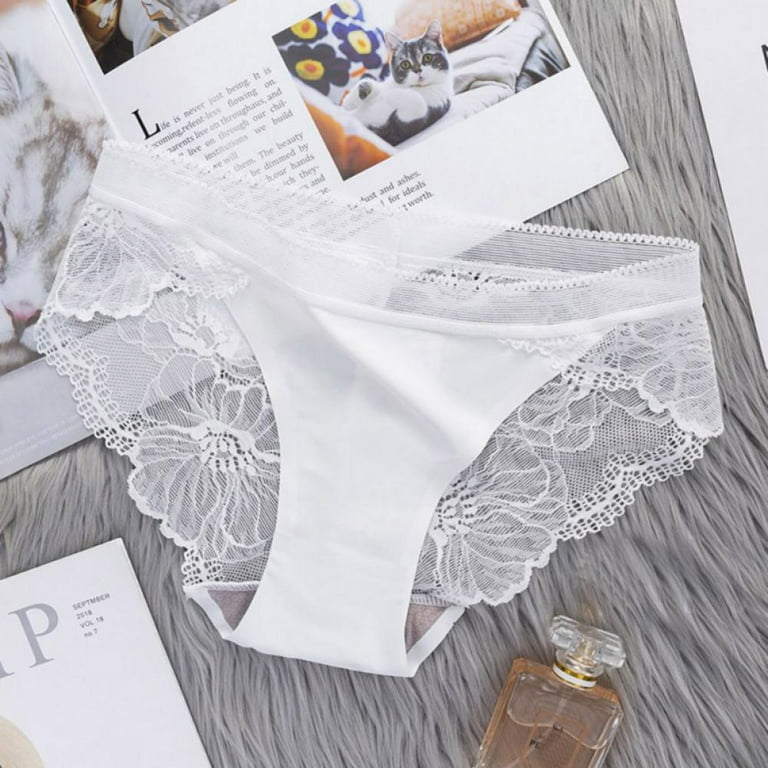 3-Pack Ice Silk Women Lace Panties Traceless Hollow Out Panties Breathable  Seamless Briefs Mid-waist Stretch Underwear 