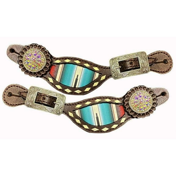 Showman Ladies Serape Southwest Print Leather Spur Straps