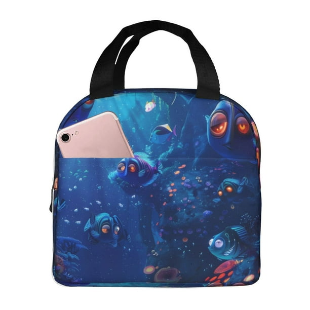 Easygdp Deep Sea Glowing Fishes Bolsa Térmica Premium - Tela Oxford Impermeable, Gran Capacidad, Bolsillo Frontal, Unisex para Trabajo, Escuela, Actividades al Aire Libre y Picnics