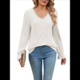 thumbnail image 1 of Blusas de Larga para Mujer, Holgadas, Elegantes, con Encaje y Cuello en V, Informales y Modernas para Usar con Leggings, Moda de Otoño XL, 1 of 10