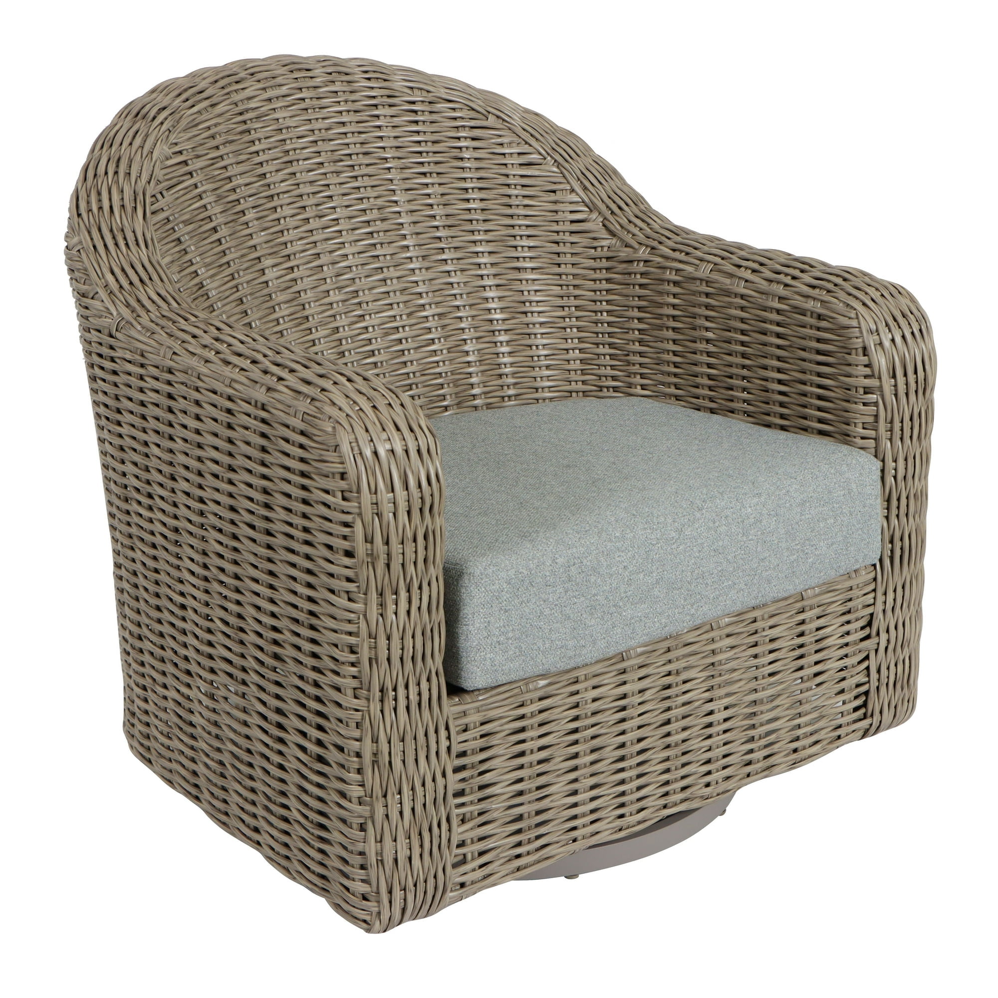 Better Homes & Gardens Bellamy Wicker Outdoor Swivel Lounge Chair with Cushion and Protective Cover, Grey