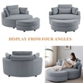 thumbnail image 4 of Aukfa 51"W Oversized Barrel Chair Accent Chair with Ottoman for Living Room Bedroom, Linen, Gray, 4 of 9