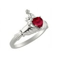 thumbnail image 3 of RYLOS Rings Sterling Silver Claddah Love, Loyalty & Friendship Ring Heart 6MM Gemstone & Diamond Claddagh Rings July Ruby Jewelry Size 12, 3 of 7