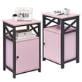 thumbnail image 1 of VECELO Set of 2 Nightstand with Cabinet, Bedside End Table for Living Room, Bedroom, Office,  Pink, 1 of 7