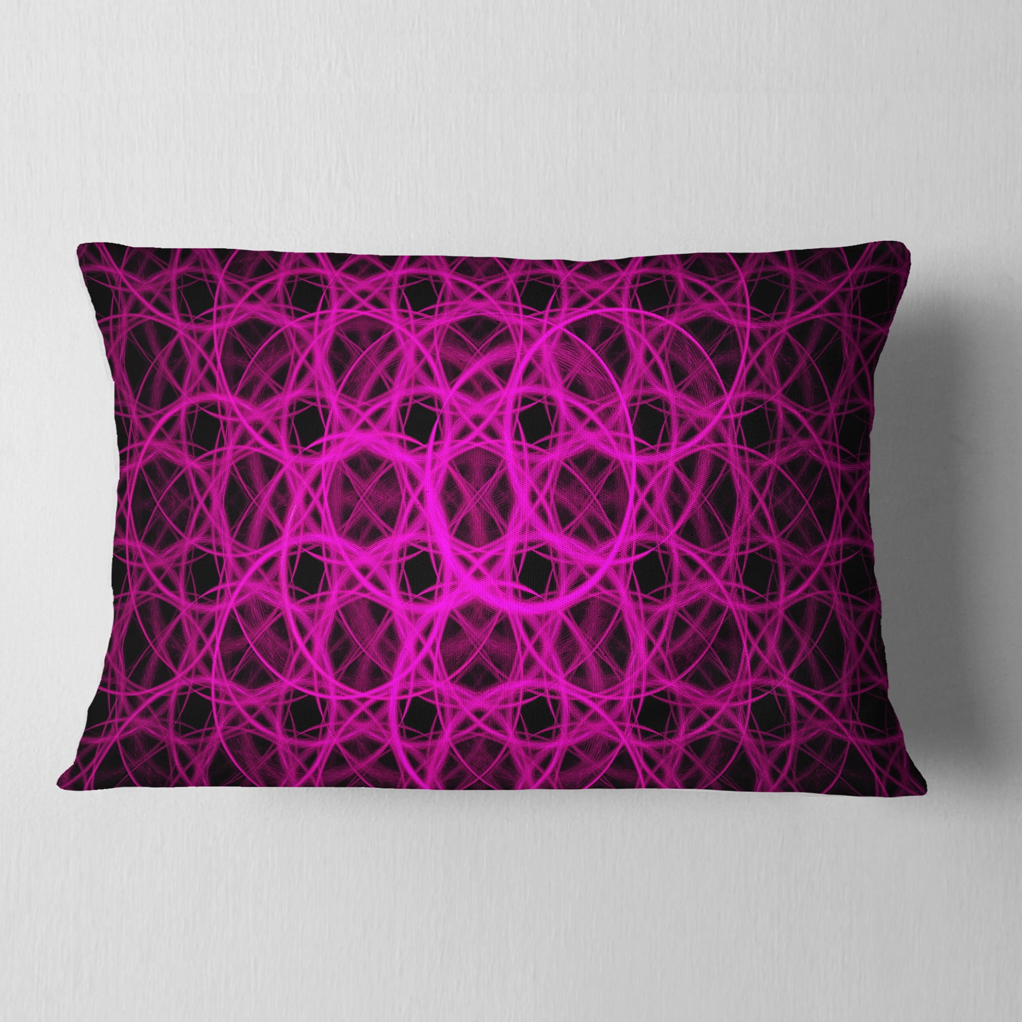 Designart Pink Unusual Fractal Metal Grill - Abstract Throw Pillow - 12x20