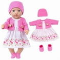 thumbnail image 3 of AmaMary Rose Cardigan Pink Stripe Floral Dress for 16-18 inch Dolls, Stylish and Safe Outfit, 3 of 3