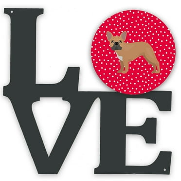 French Bulldog 2 Love Metal Wall Artwork LOVE Red