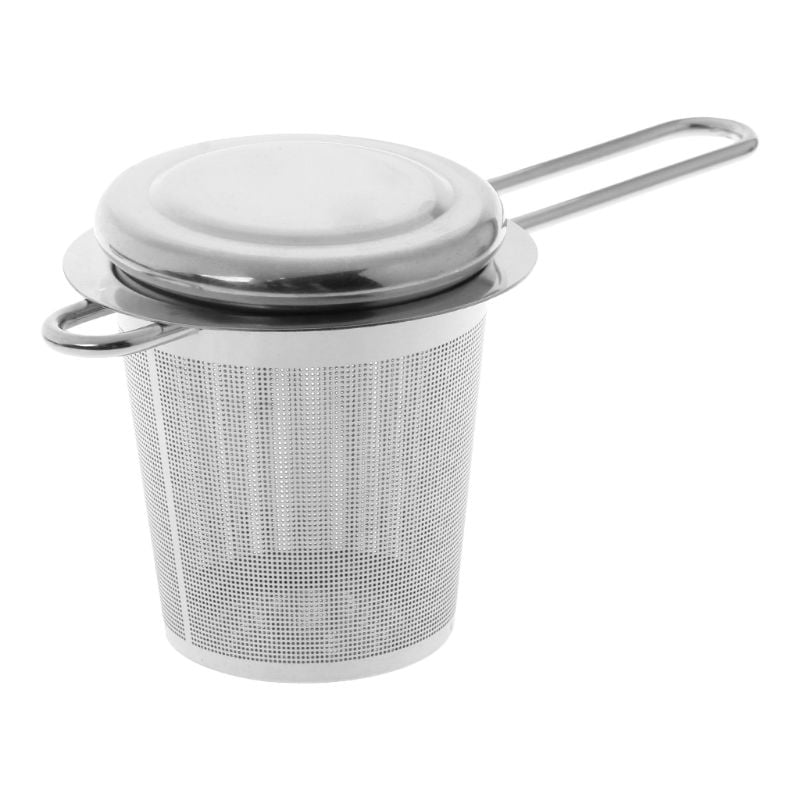 Ga Stainless Steel Tea Filter with Lid and Double Handles Large Capacity for Pot 