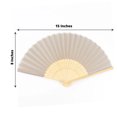 thumbnail image 3 of Balsa Circle 5 Silver Silk Folding Hand Fans Wedding Favor Birthday Party Events, 3 of 8