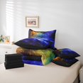 thumbnail image 6 of Manfei Celestial Nebula 7-Piece Twin Bedding,Sparkling Stars Print Bedding Comforter Set,Blue Orange,Black Reversible, 6 of 7