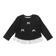 thumbnail image 6 of ITSAME Girls Long Sleeve T-Shirt Bow Lace Ruffle Hem Crew Neck Knit Ribbed Shirt Kids Fashion Casual Tops Black Size 2T, 6 of 10