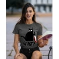 thumbnail image 2 of Black Cat Creepy Crazy Eyes Halloween Shirt Women's T-shirt, XL, Charcoal, 2 of 6