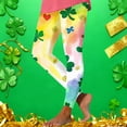 thumbnail image 4 of UVEASISHA St Patricks Day Leggings for Women Colorful Shamrock Printed Gradient Yoga Pants High Waisted Milk Silk Workout Pant Festive Photo Tights Yellow XXL, 4 of 6