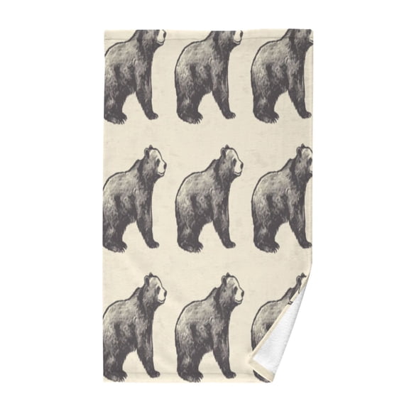 Pure Cotton Face Towel 16x28 Inches Hand Towel Bath Towel Hand Bath Towels Soft Good Water Absorption for Washing Face Wiping Face Gray Bear Seamless