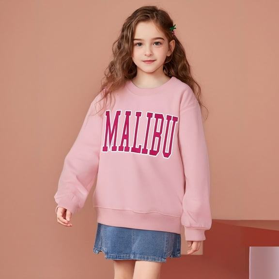 LIUYUNNN Kids Sweatshirts for Boys Long Sleeve Pullover Pink Sweatshirt Kids Oversized Crewneck Sweatshirts Fall Clothes Girls Clothes Size 5-6 Years Boys Girls Fall Outfits