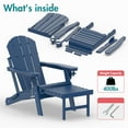 thumbnail image 5 of Hidpriva Outdoor Folding Adirondack Chair Set of 2 with Ottoman and Cup Holder, HDPE Weather Resistant Fire Pit Chair with Retractable Footrest, Blue, 5 of 7