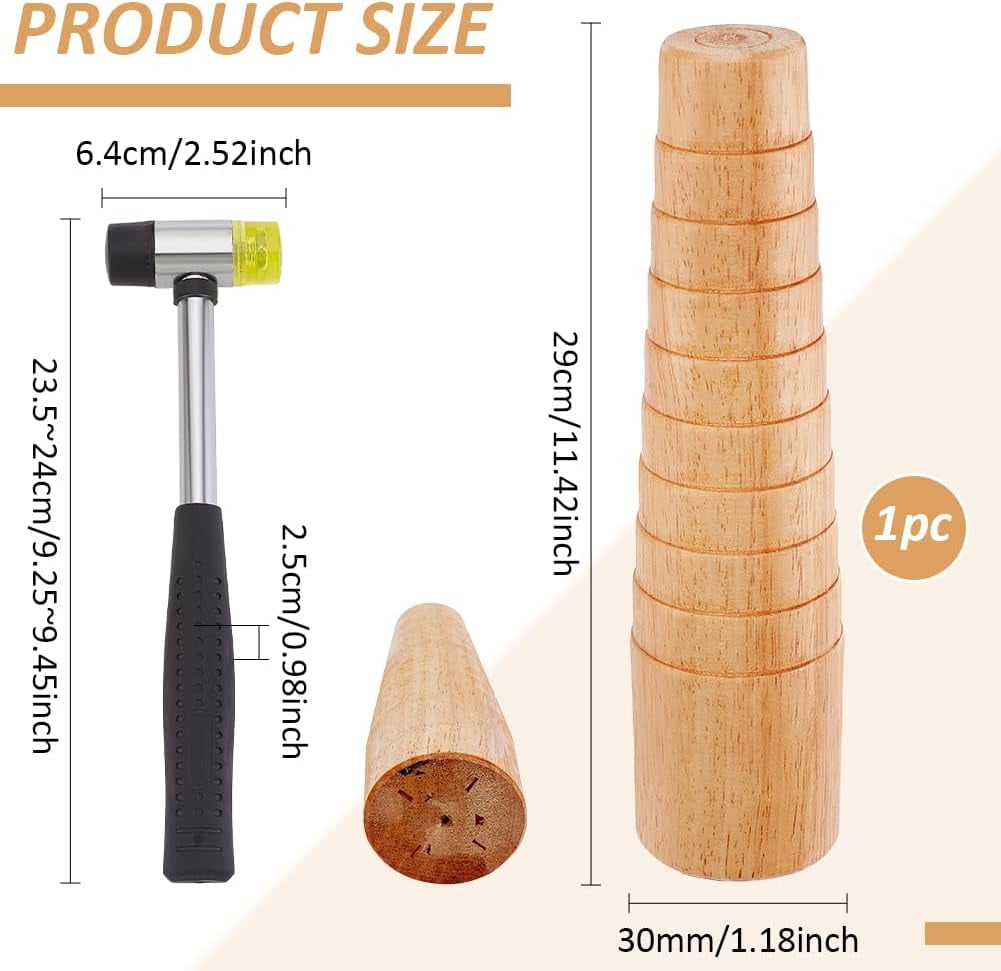 1 Set Oval Bracelet Mandrel for Jewelry Making Wooden Bracelet Mandrel Sizer Bracelets Mandrel Bangle Shaper Tool Wire Wrapping Tool with Rubber Hammer for Jewelry Crafts Making and Repair
