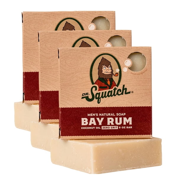 Jabón en barra Dr. Squatch, aroma Bay Rum, 100 % natural, para hombre, paquete de 3