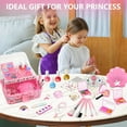 thumbnail image 4 of Rirool Kids Makeup & Nail Polish Kit for Girls - 2 in 1 Washable Cosmetic Set with Nail Dryer, Princess Crown & Jewelry - DIY Toys Gift for Ages 3-8 Pink, 4 of 7