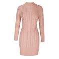 thumbnail image 4 of Oplxuo Cable Knitted Dresses for Women Slim Fit Crew Neck Long Sleeve Bodycon Fall Winter Mini Sweater Dress, 4 of 5