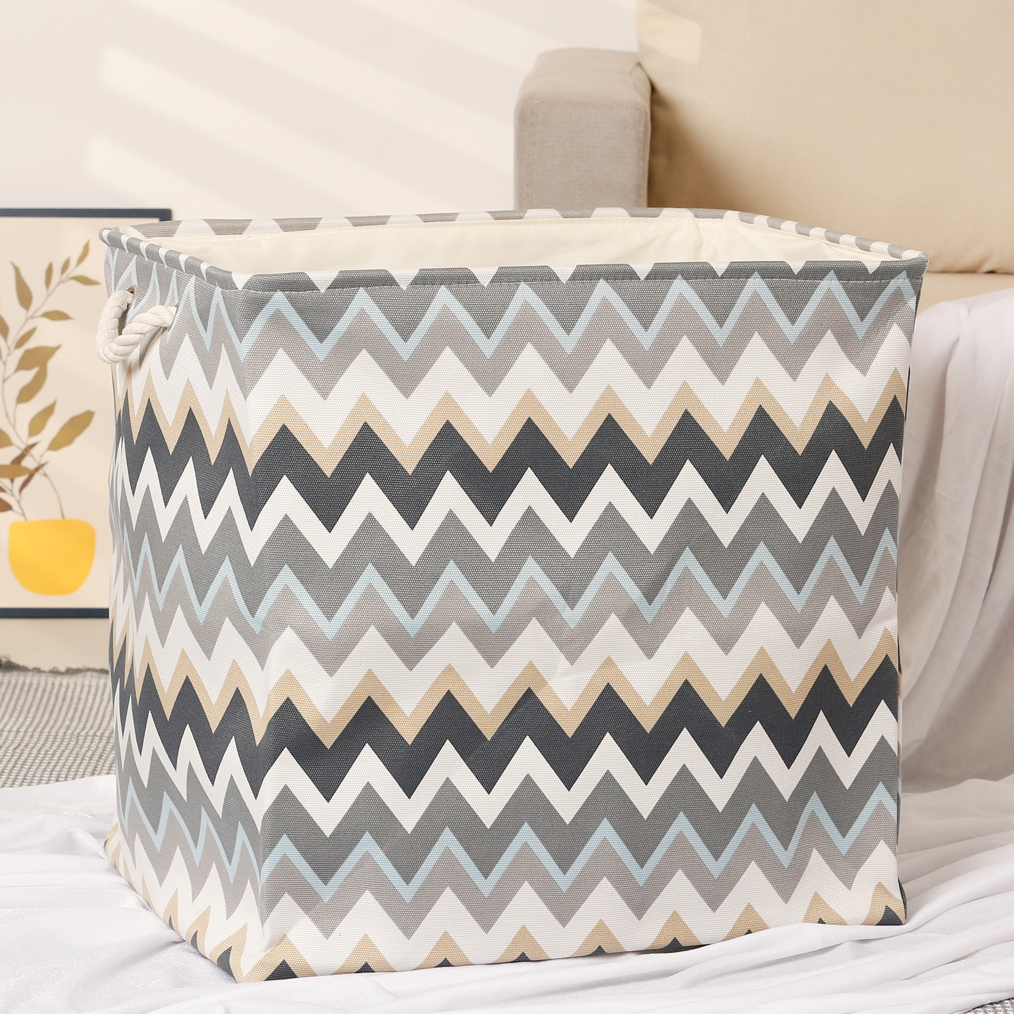 Unique Bargains Fabric Storage Cube Storage Bin Storage Basket Blue 19.5*19.5*16in