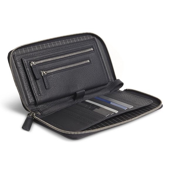 Ermenegildo Zegna Men's Grained Leather Pouch (Navy)