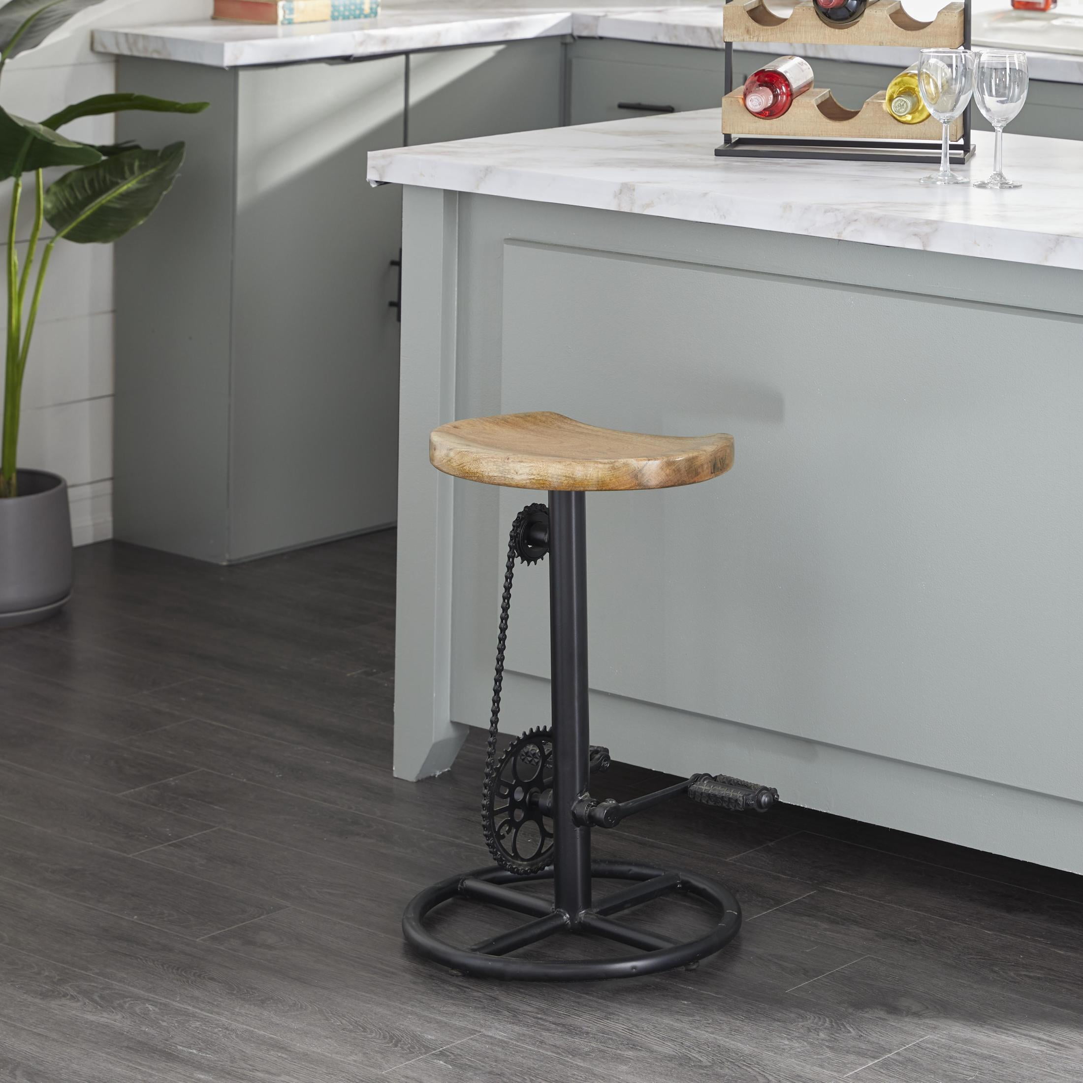 DecMode Metal Bike Counter Stool with Pedals, Brown