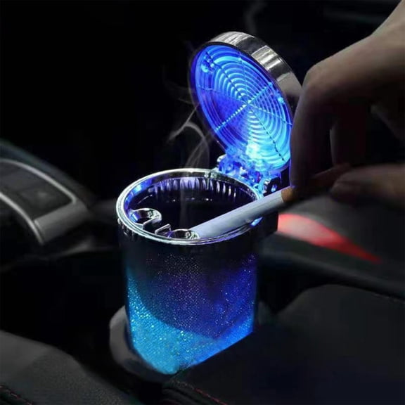 Car Portable Ashtray with Lid Universal Ash Tray Small Trash Can Good Sealing Odor Control Stable Fixing for Car Home Office Travel