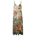 thumbnail image 6 of Tiger Jungle Birds Vibrant Scene Sleeveless Suspender Dress Summer Fashion Casual Long Dress, 6 of 9