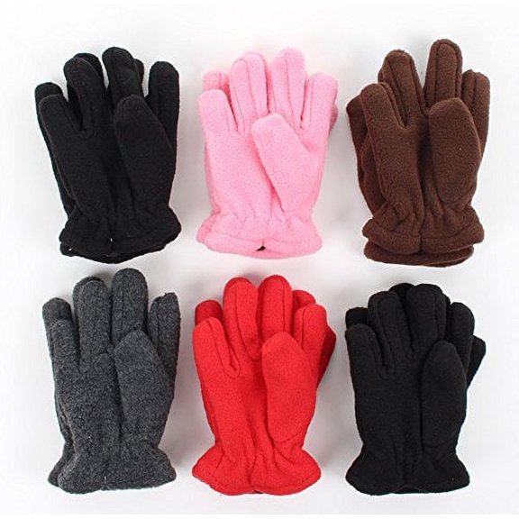 Toddler Soft And Warm Fleece Lined Gloves 6-Pack Assorted Colors, one size