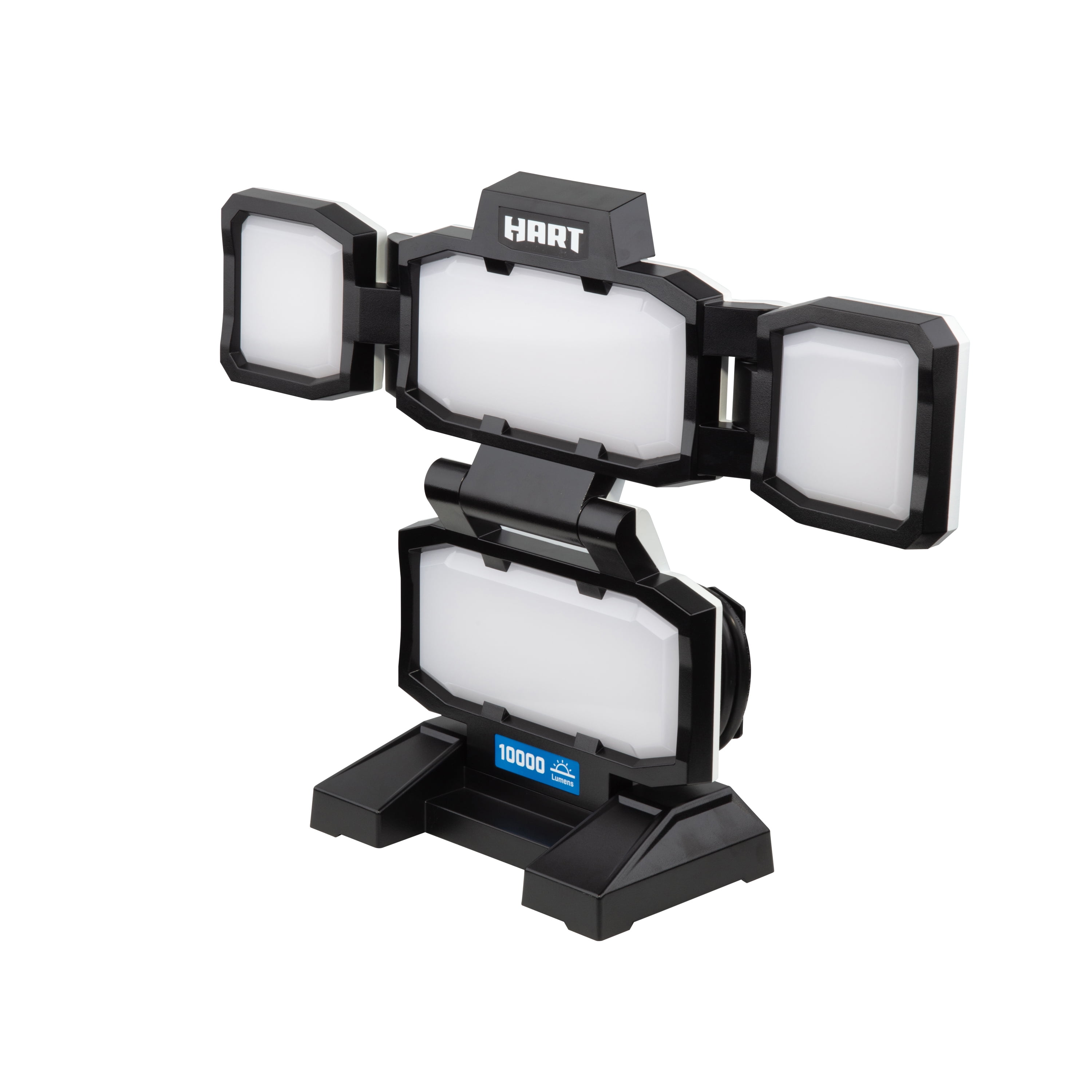 HART Portable 4-Panel Plug-in LED Work Light, Adjustable, Foldable, Black, 10,000 Lumens