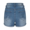 thumbnail image 6 of OKBOP Womens Workout Shorts Blue Relaxed Fit Wide-Leg Casual Ripped Jeans Shorts, 6 of 9