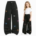 thumbnail image 4 of CAUYDY Jeans for Youth Girls Wide Leg Kids Baggy Denim Pants Elastic Waisted Cute Print Y2k Trousers with Pockets Sizes 15-16 Years, 4 of 9