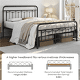 thumbnail image 5 of Alden Design Metal Platform Queen Bed with Vintage Headboard, Adult, Black, 5 of 11