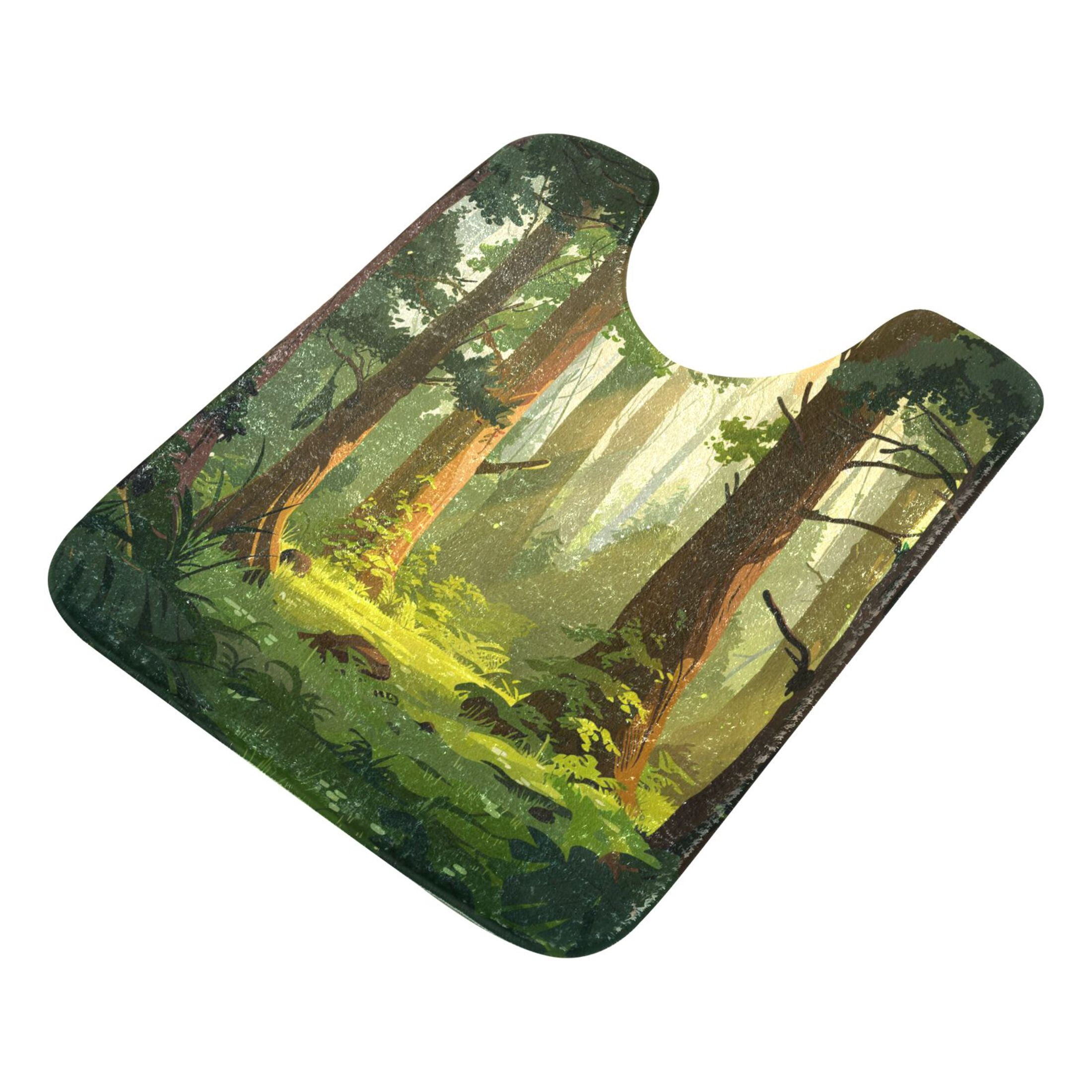 Ryvnso Trees Forest Bathroom Shaggy Rugs Toilet Mat Soft Contour Rug