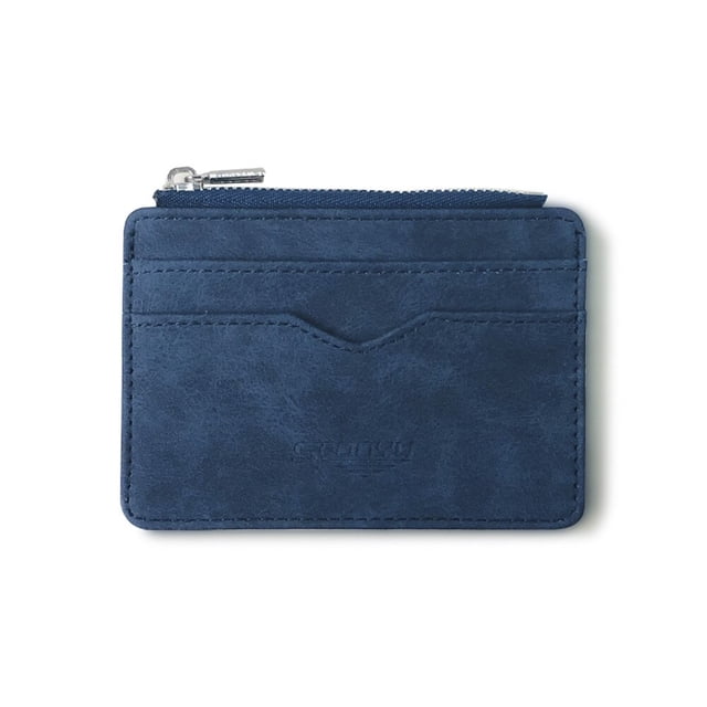 Billetera corta de cuero mate para hombre, tarjetero de tela esmerilada multitarjeta Retro, nuevo monedero minimalista, monedas transparentes Deng Xun unisex